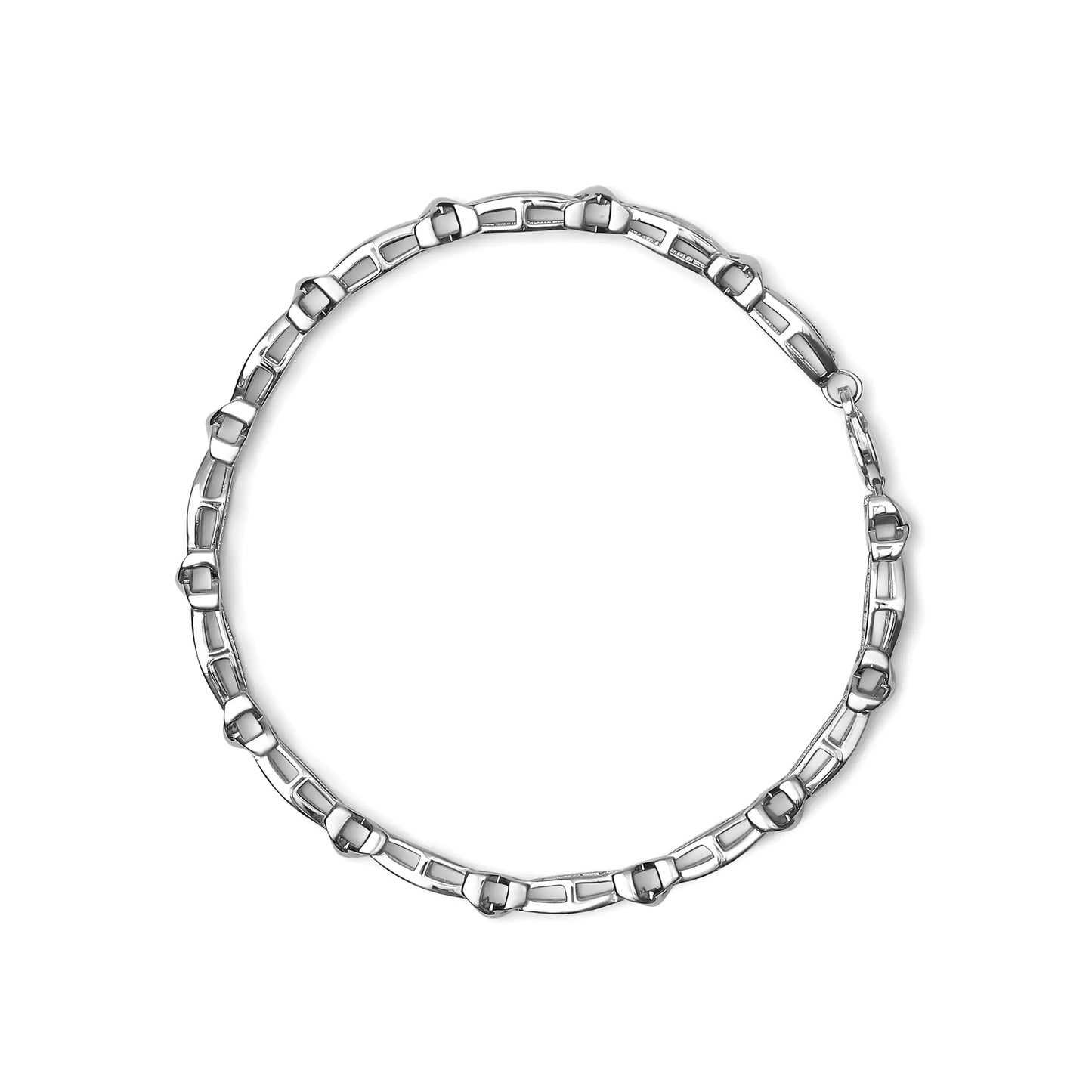 .925 Sterling Silver 1/4 Cttw Round Diamond Link Bracelet - Size 7.50"