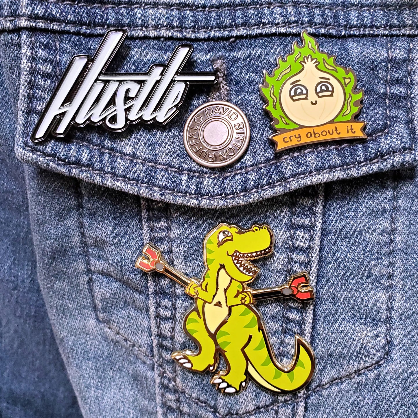 "Hustle" Hand-Lettered Pin