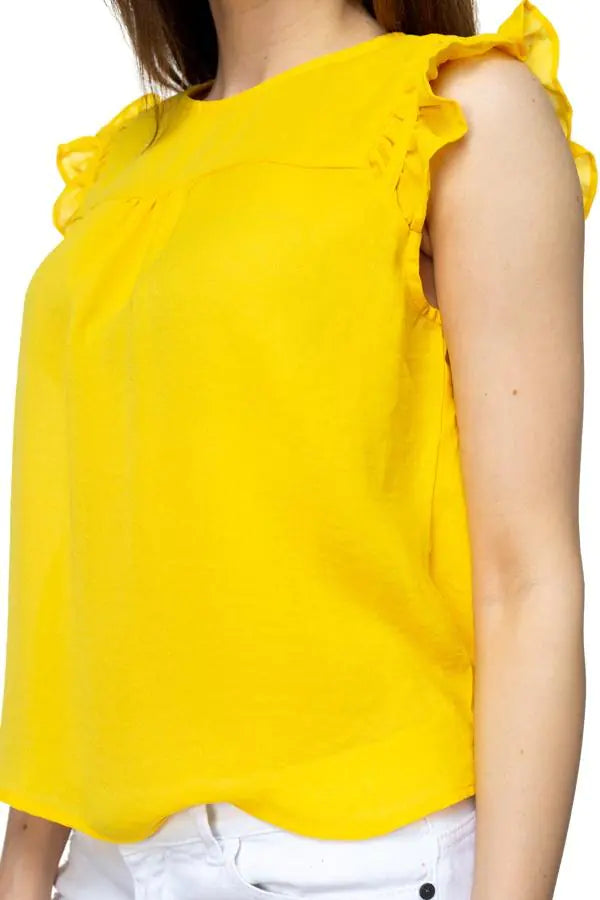 Ruffle Sleeve Top -Yellow