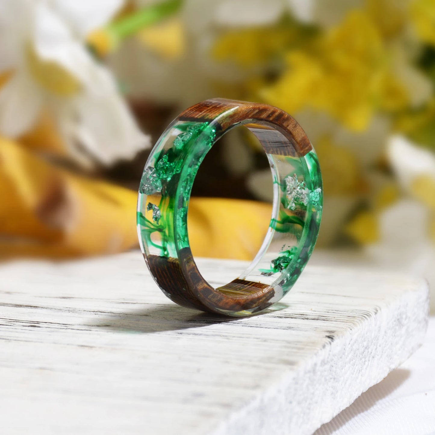 Wood Resin Transparent Ring