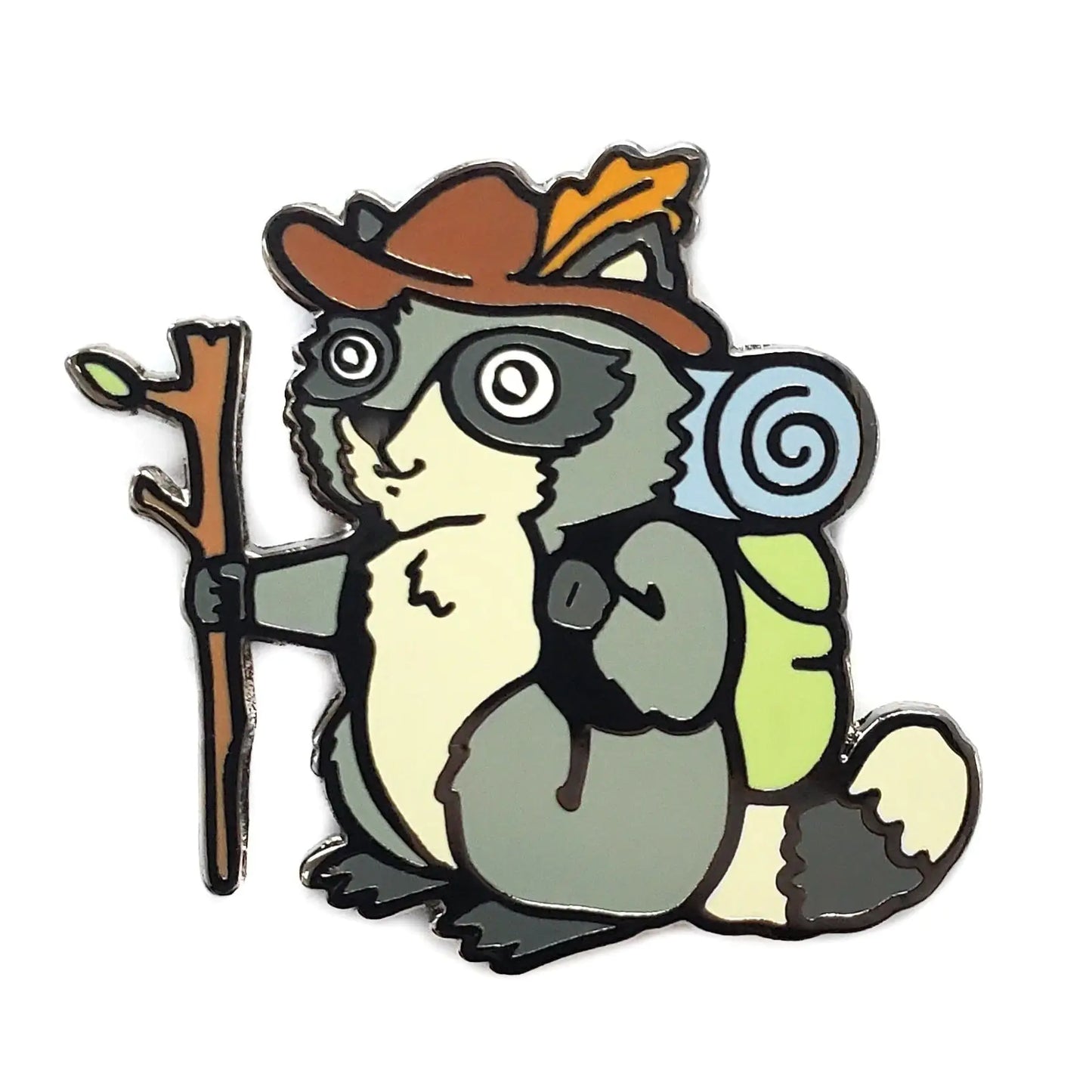 Raccoon Hiker Pin