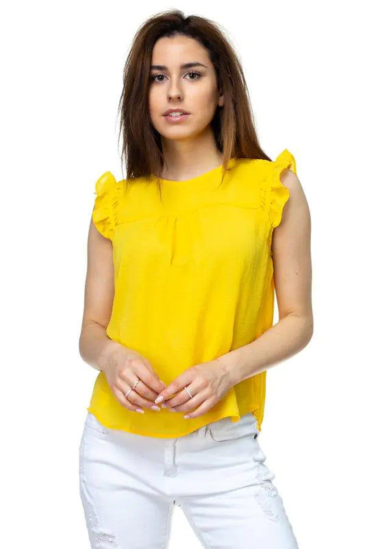 Ruffle Sleeve Top -Yellow