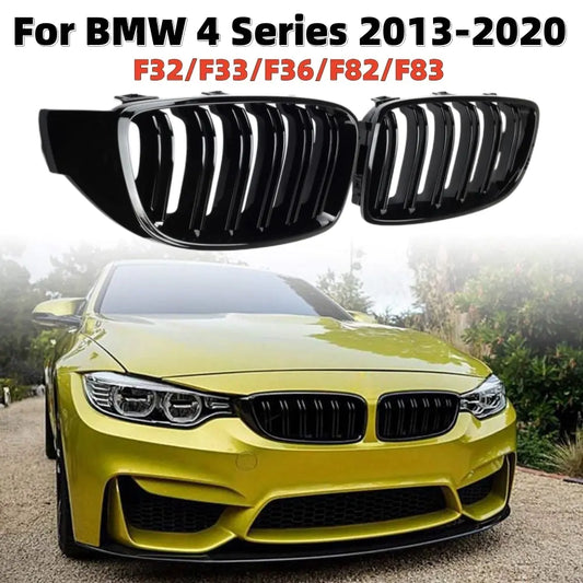 Bright Black Front Kidney Grille Slat M4 Style Grill