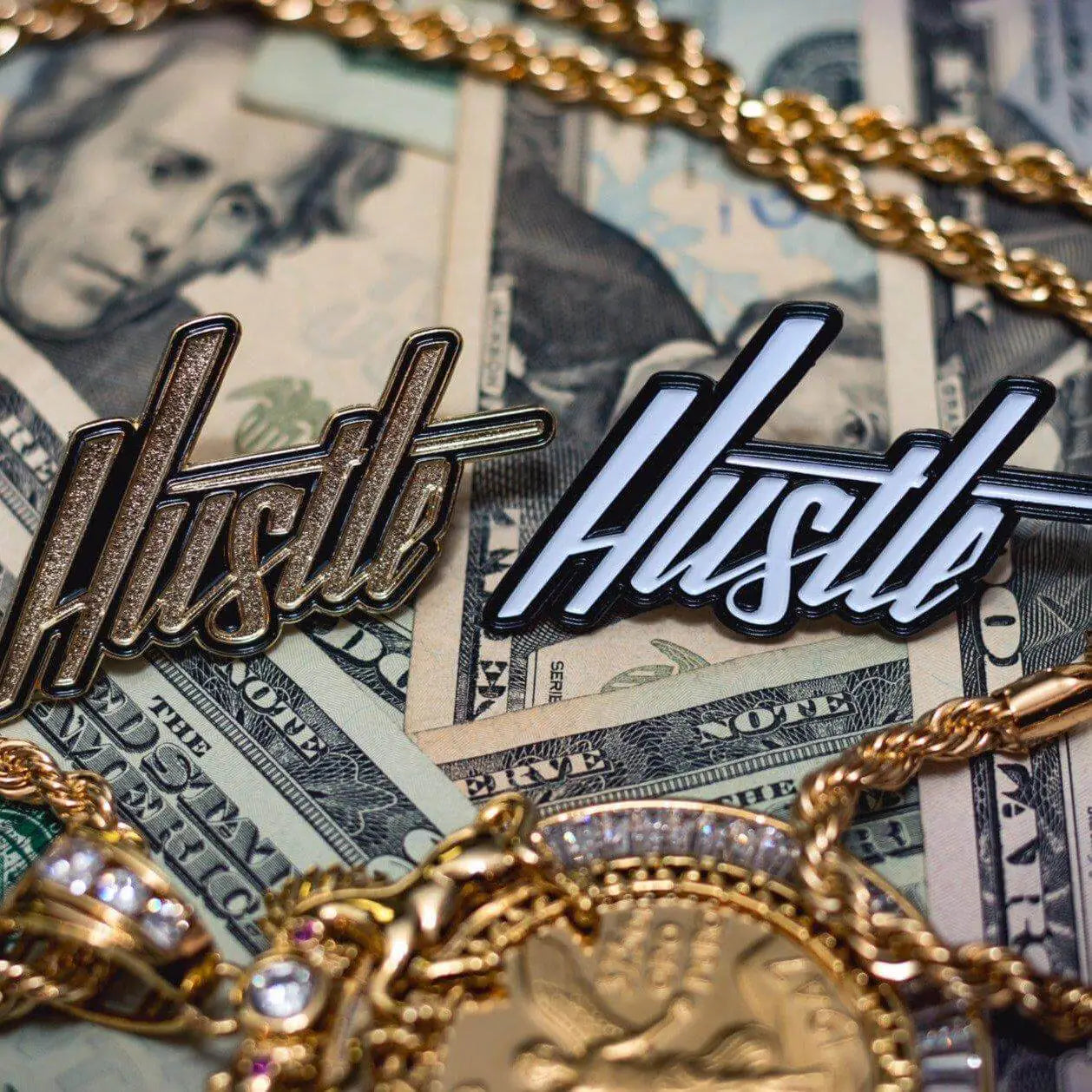 "Hustle" Hand-Lettered Pin