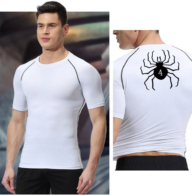 Compression Sport Shirt with Spider Print