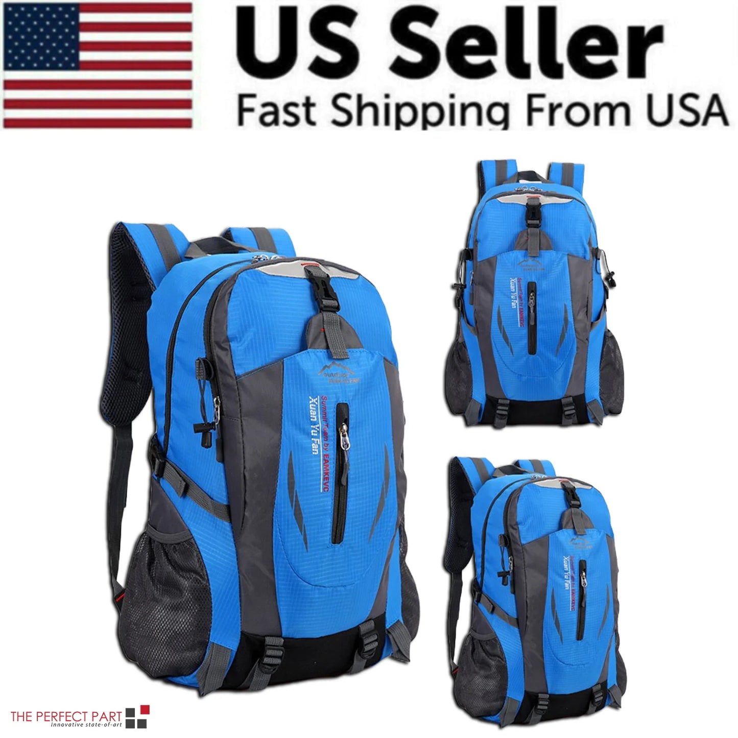 40L Men Women Travel Backpack Rucksack Camping Laptop Hiking School Book Bag USA