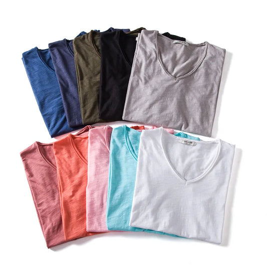 Classic V-Neck Cotton T-Shirt For Men