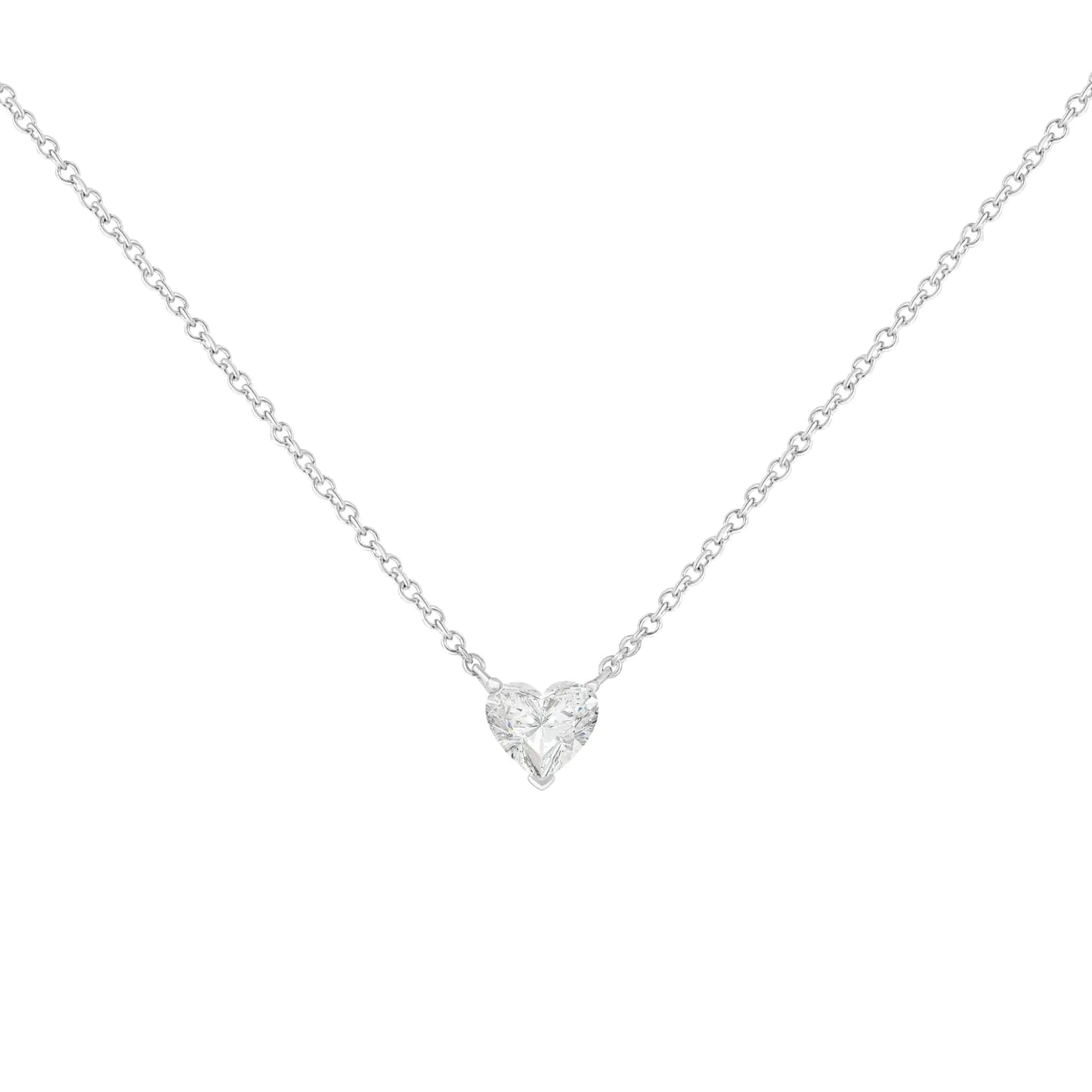 14k White Gold 1/4 Cttw Lab Grown Heart Shape Diamond Solitaire 18" Pendant Necklace