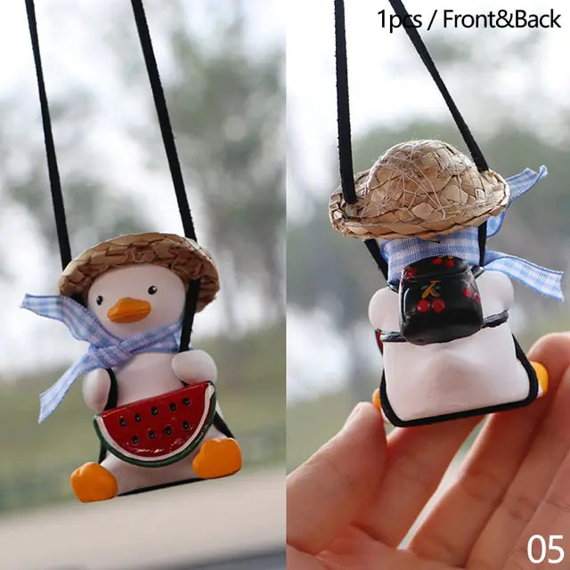 Cool Knit Cap Duck Car Pendant