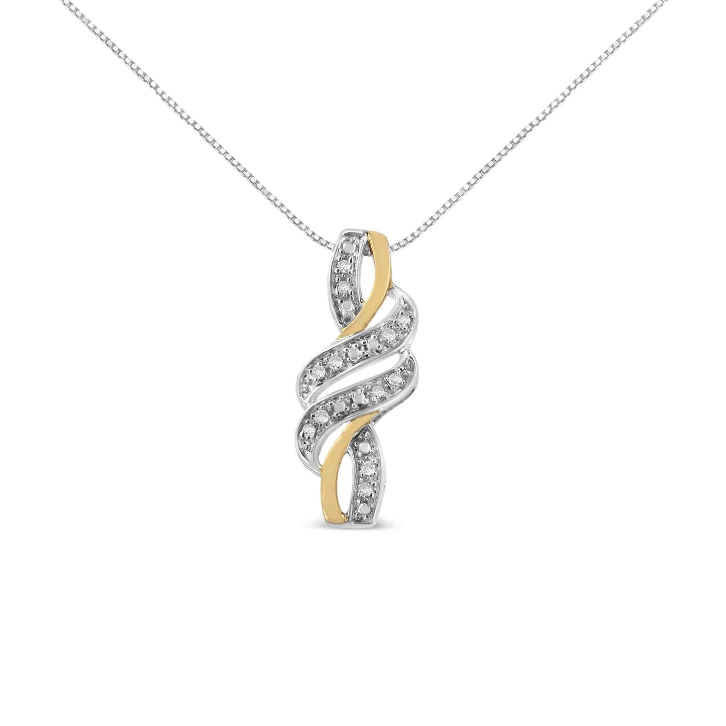 14K Yellow Gold Plated .925 Sterling Silver Round-Cut Diamond Accent Cross Bypass 18" Pendant Necklace