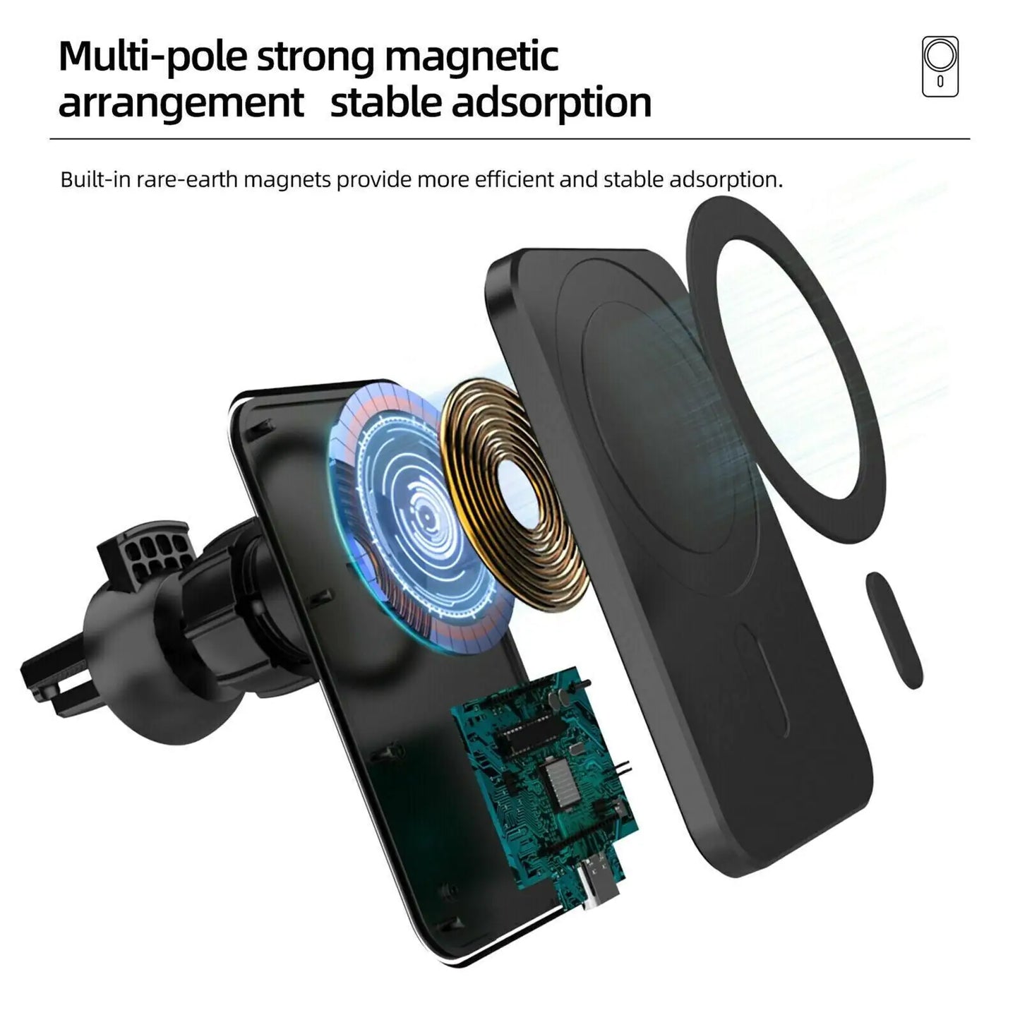 Magnetic Wireless Charger Car Mount Holder For iPhone 12 13 14 Pro Max MagSafe