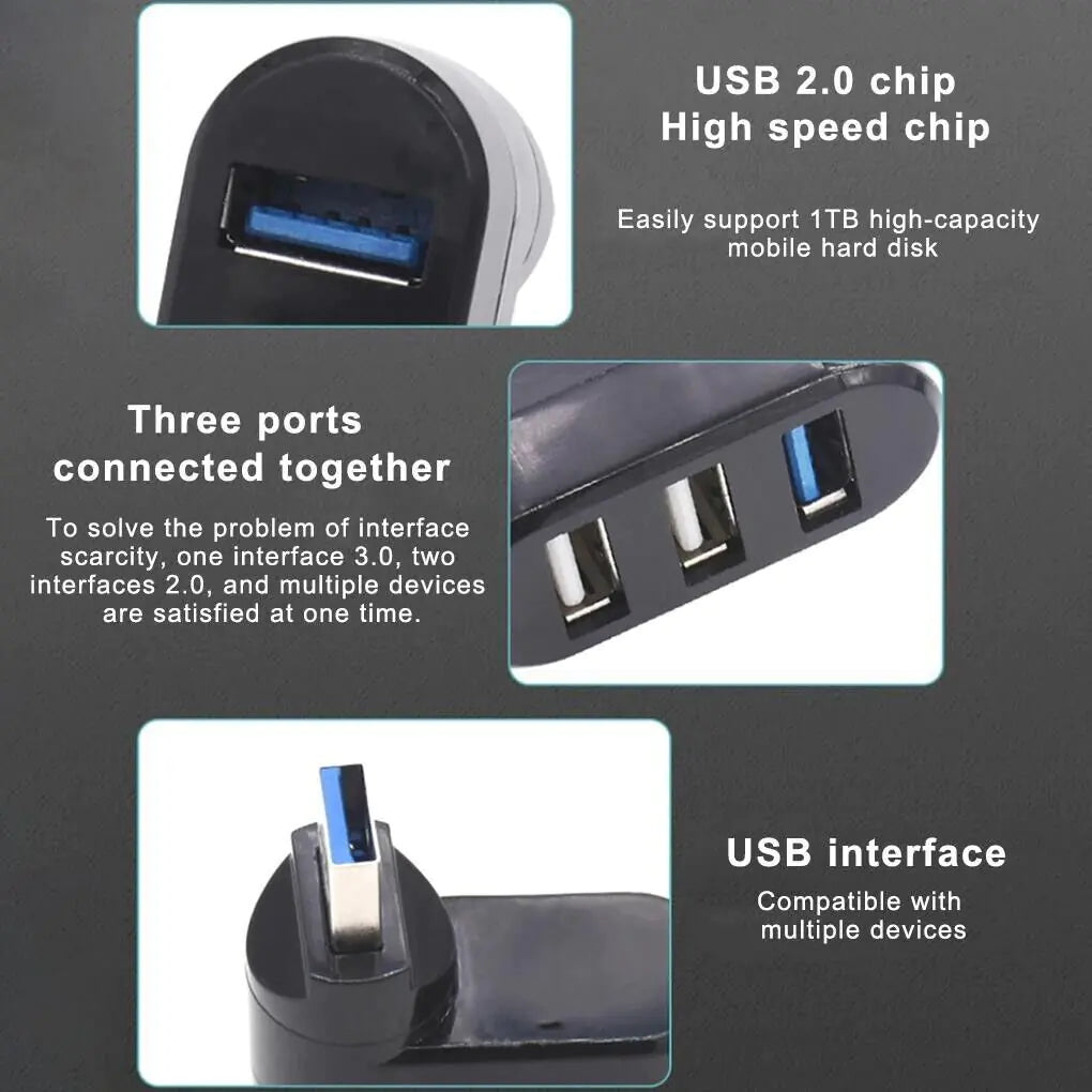 High Speed 3 Port USB 3.0 Multi HUB Splitter Expansion Desktop PC Laptop Adapter