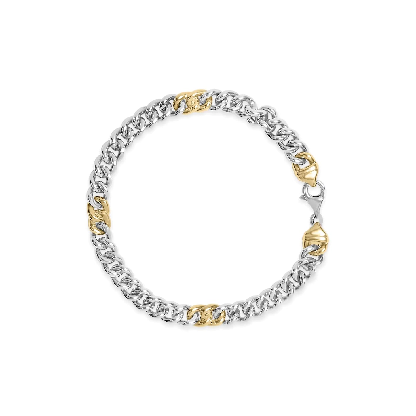 10K Yellow Gold Plated .925 Sterling Silver 1/5 Cttw Diamond Curb Chain Bracelet (J-K Color, 7.5 Inches